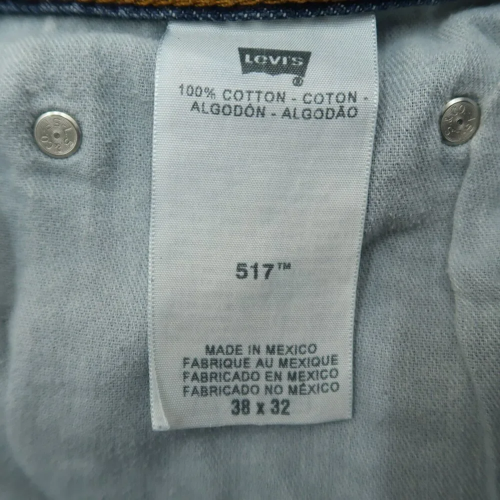 Levi's 517 Jeans Mens 38x32 Blue Regular Bootcut Rigid Denim Pants Medium Wash